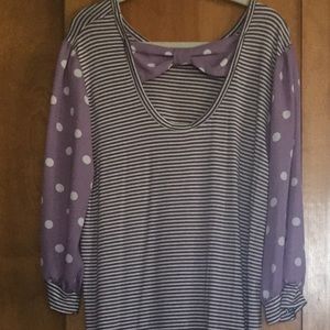 Cute lavender striped and polka dot tunic